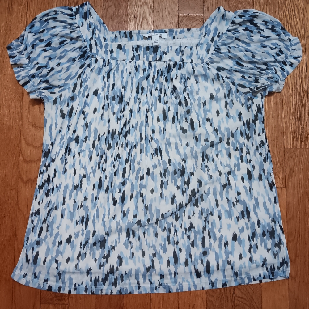 Nine West Blue and White Patterned Blouse
